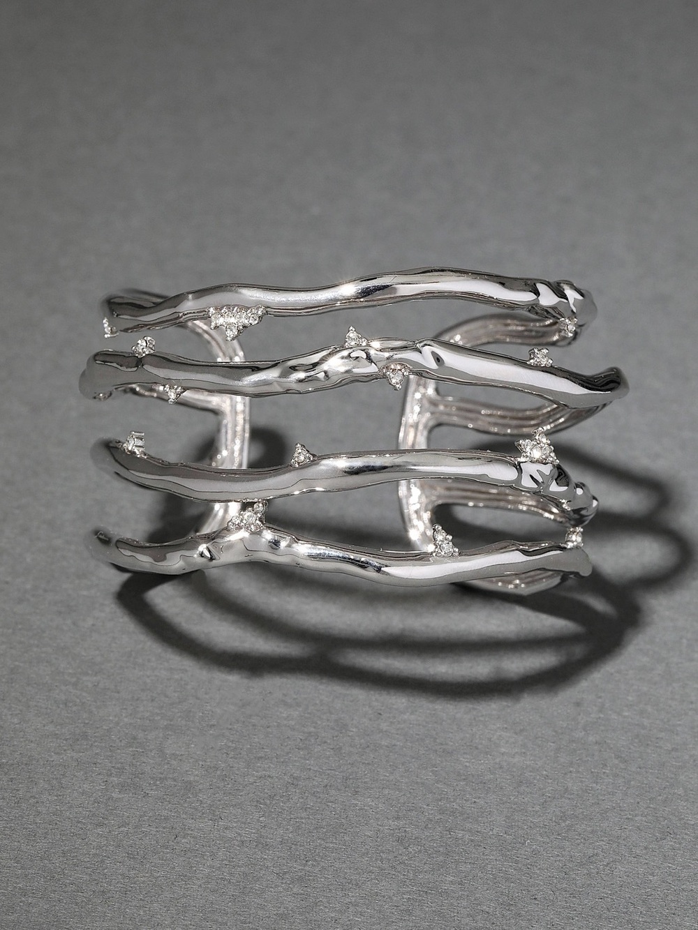 Alexis Bittar Brut Silver Crystal Thorn Orbit Cuff Bracelet - Picture 6 of 7